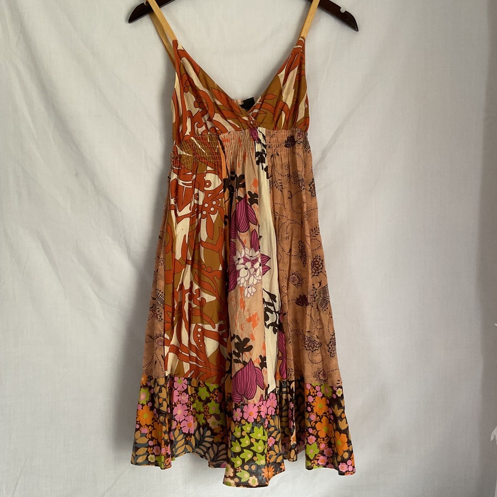 Urban Heirlooms Floral Print Dress Smocked Sundress Sleeveless S/CH Small